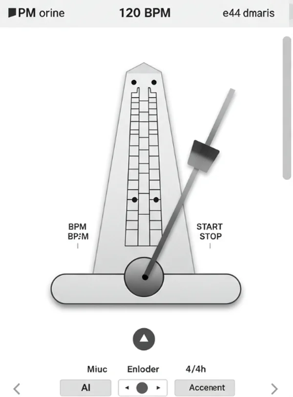 Interface do metrônomo online para configuração da prática de guitarra.