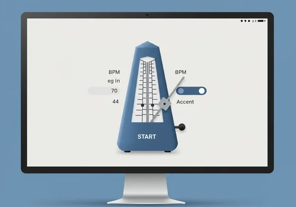Modern online metronome interface with BPM and settings