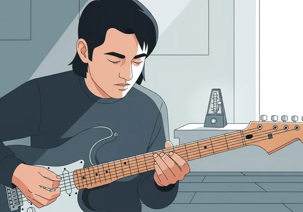 Nhạc sĩ đang luyện tập metronome im lặng