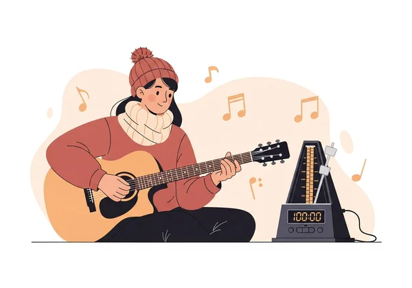 Musician practicing with a digital metronome