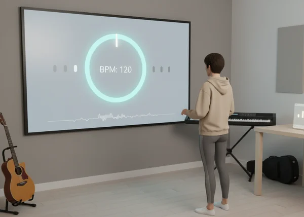 Métronome en plein écran dans une salle de pratique