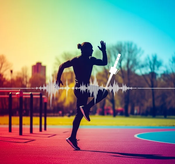 Läufer, der ein Online-Metronom für rhythmisches Training im Freien verwendet