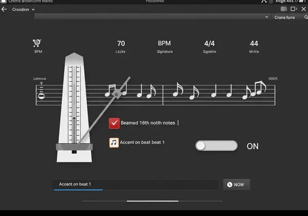 Online metronome set up for funk practice at 70 BPM.
