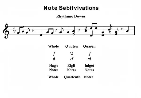 Diagrama mostrando subdivisões de notas musicais e ritmo.